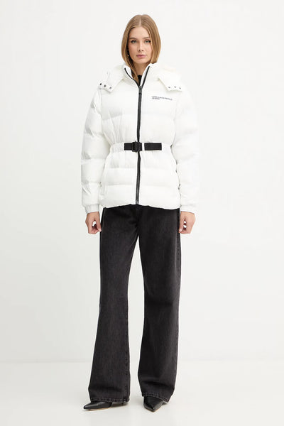 Karl Lagerfeld Women's Belted Puffer Jacket | White