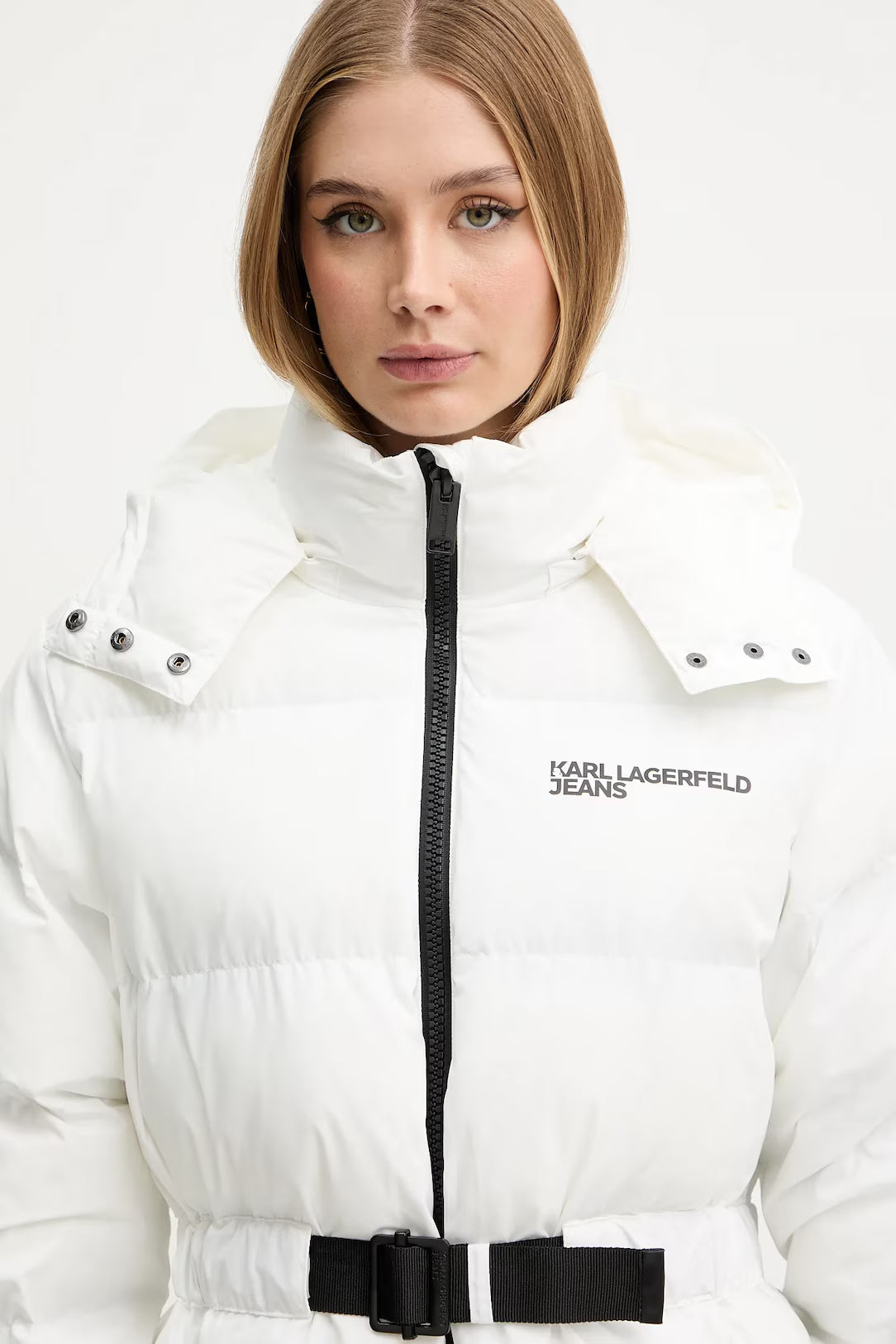 Karl Lagerfeld Women's Belted Puffer Jacket | White