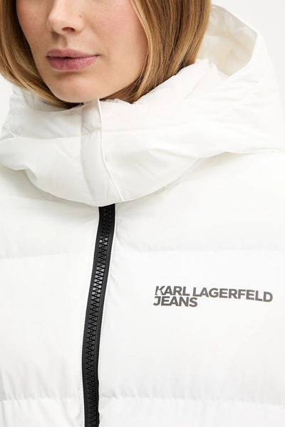 Karl Lagerfeld Women's Belted Puffer Jacket | White