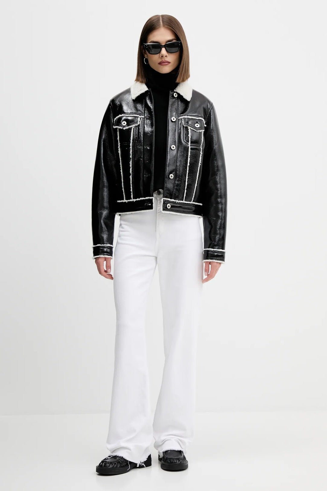 Karl Lagerfeld Women's Faux Leather Jacket | Black/White