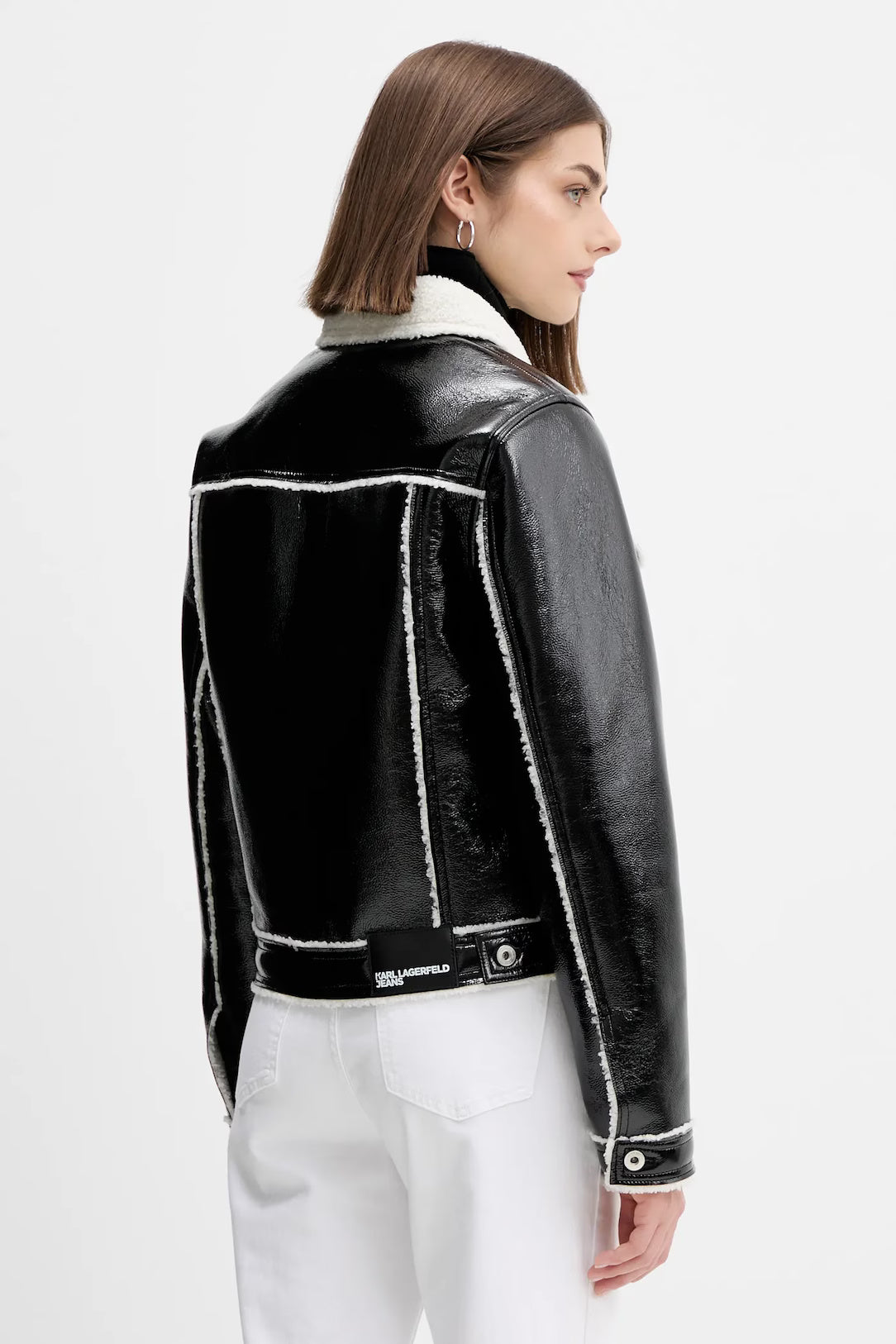 Karl Lagerfeld Women's Faux Leather Jacket | Black/White
