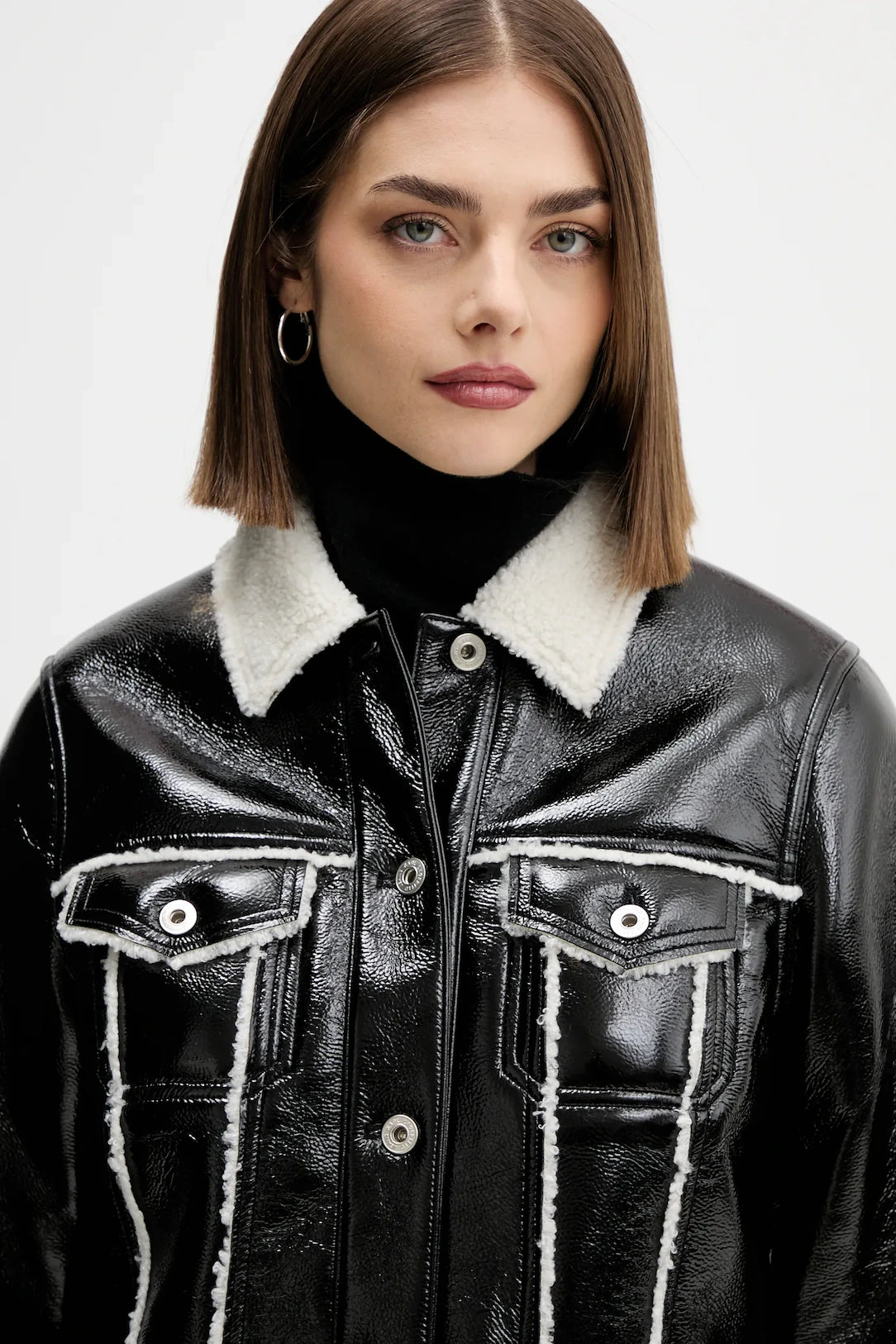 Karl Lagerfeld Women's Faux Leather Jacket | Black/White