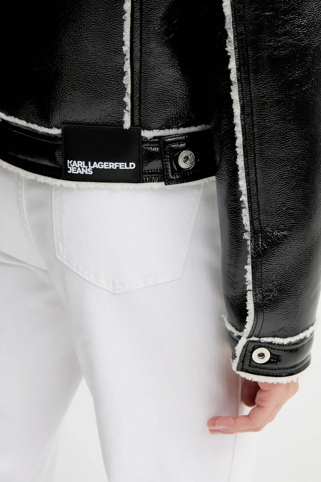 Karl Lagerfeld Women's Faux Leather Jacket | Black/White