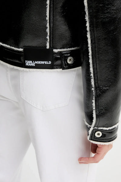Karl Lagerfeld Women's Faux Leather Jacket | Black/White