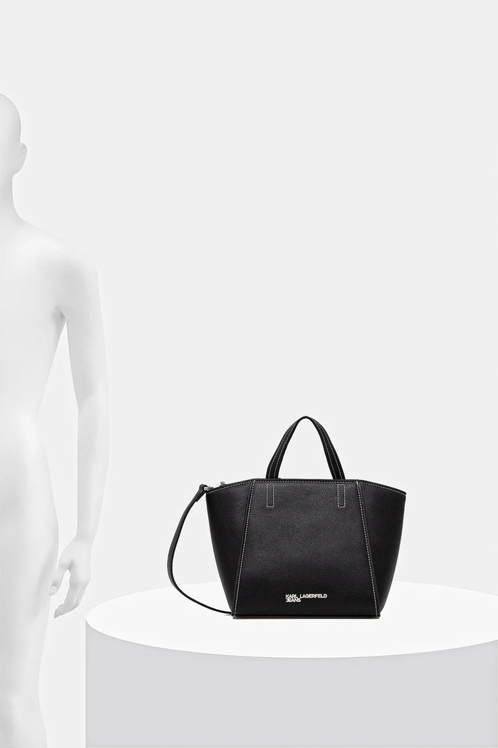 Karl Lagerfeld Metal Logo Mini Tote Bag | Black
