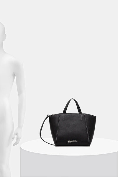 Karl Lagerfeld Metal Logo Mini Tote Bag | Black