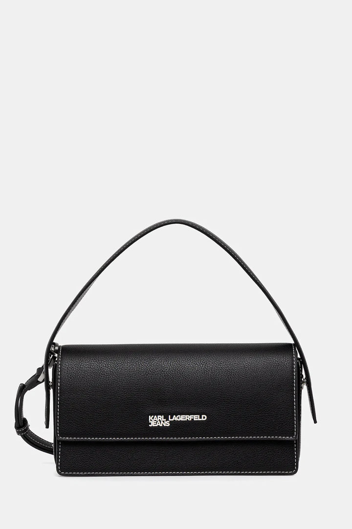 Karl Lagerfeld Metal Logo Top Handle Bag | Black