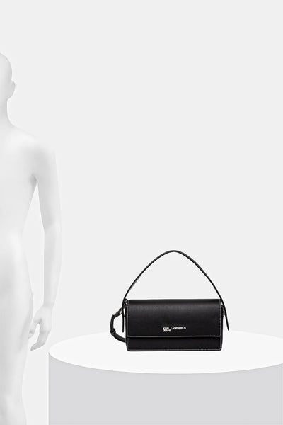 Karl Lagerfeld Metal Logo Top Handle Bag | Black