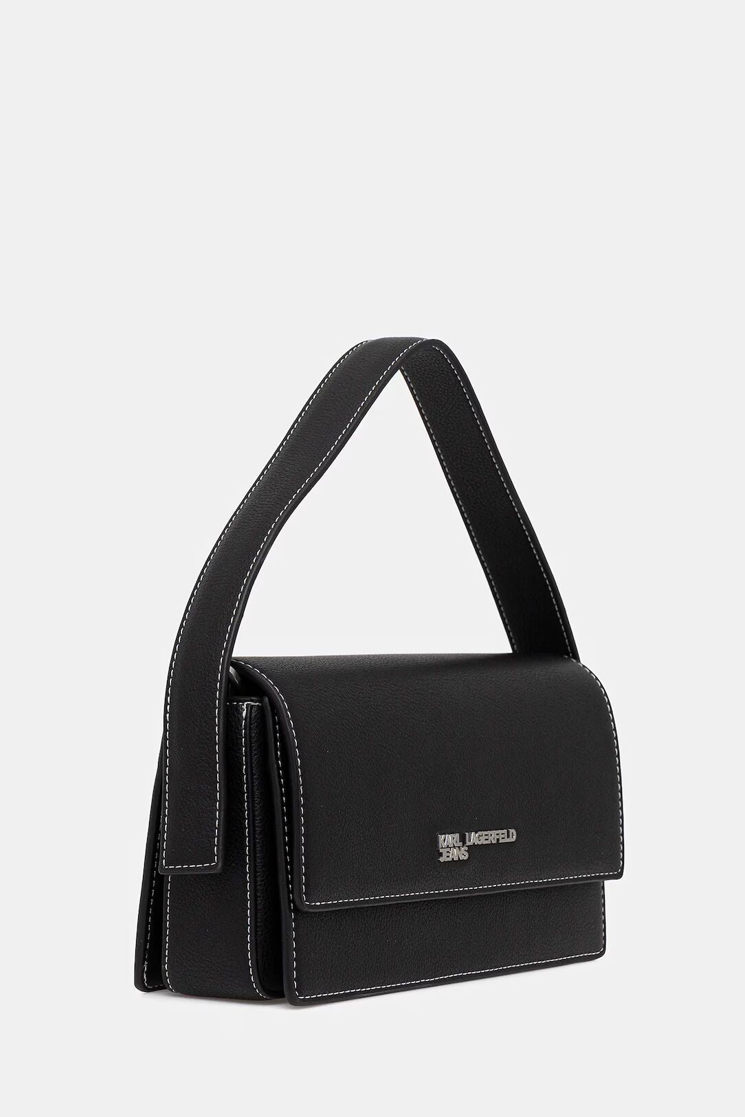 Karl Lagerfeld Metal Logo Top Handle Bag | Black