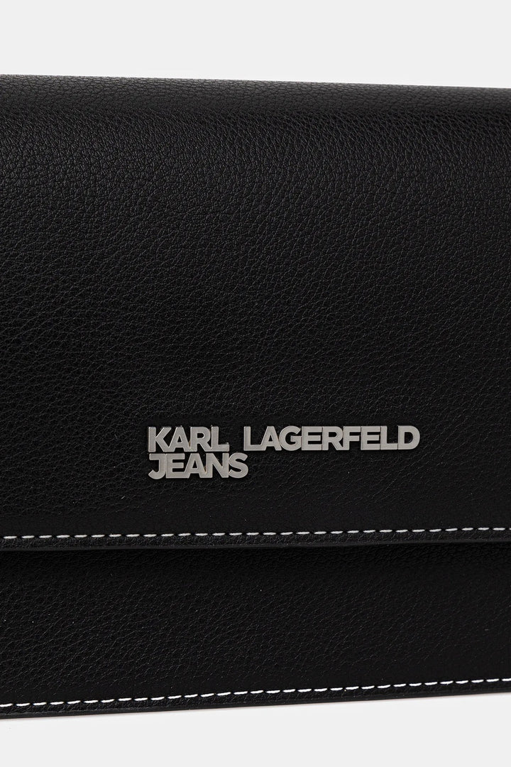 Karl Lagerfeld Metal Logo Top Handle Bag | Black
