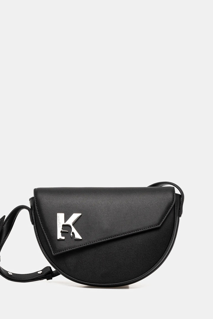 Karl Lagerfeld Geo Saddle Leather Bag | Black