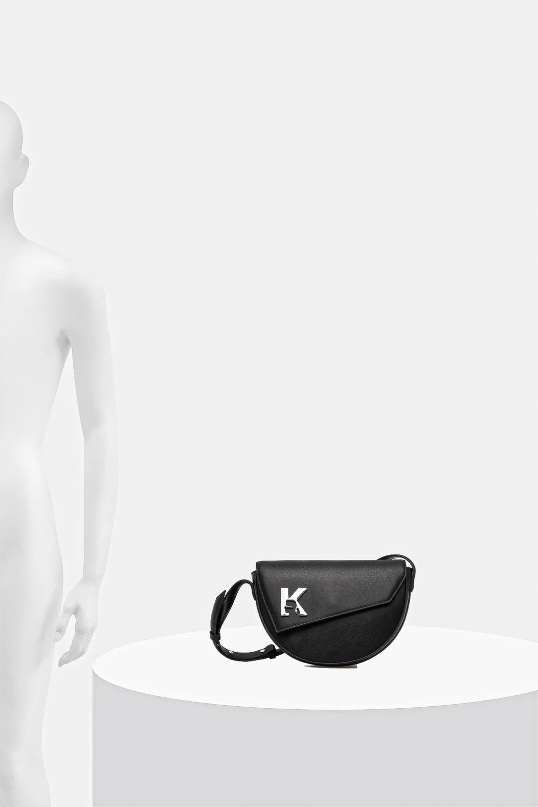 Karl Lagerfeld Geo Saddle Leather Bag | Black