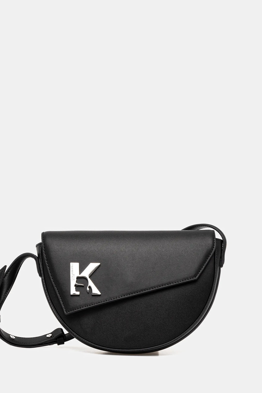 Karl Lagerfeld Geo Saddle Leather Bag | Black