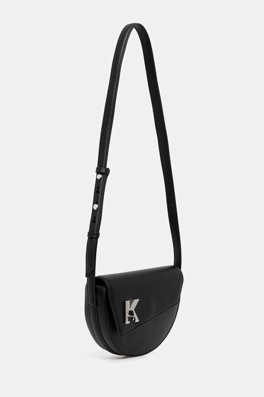 Karl Lagerfeld Geo Saddle Leather Bag | Black