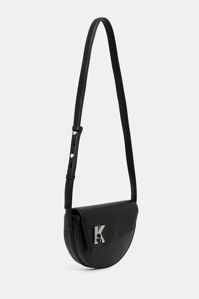 Karl Lagerfeld Geo Saddle Leather Bag | Black