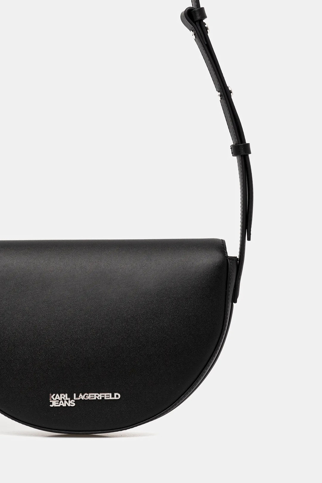 Karl Lagerfeld Geo Saddle Leather Bag | Black