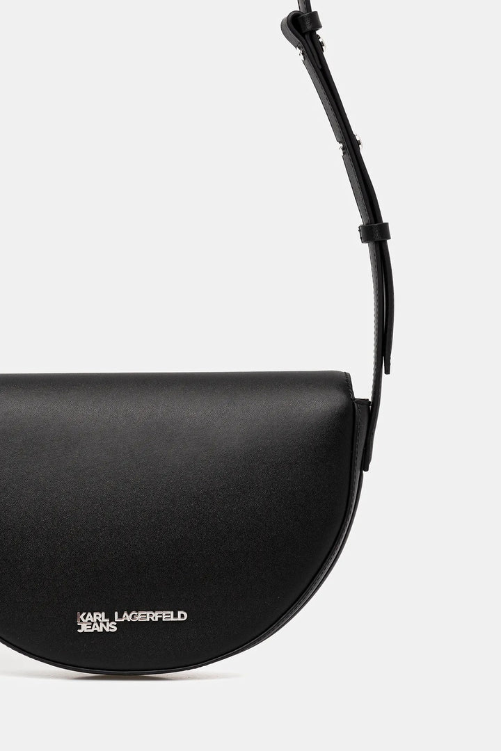 Karl Lagerfeld Geo Saddle Leather Bag | Black