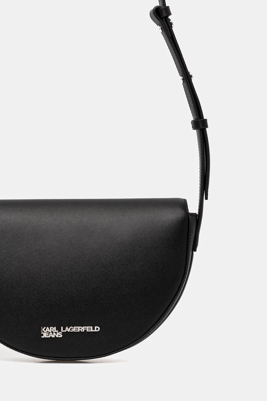 Karl Lagerfeld Geo Saddle Leather Bag | Black