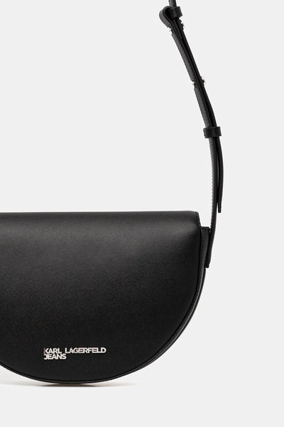 Karl Lagerfeld Geo Saddle Leather Bag | Black