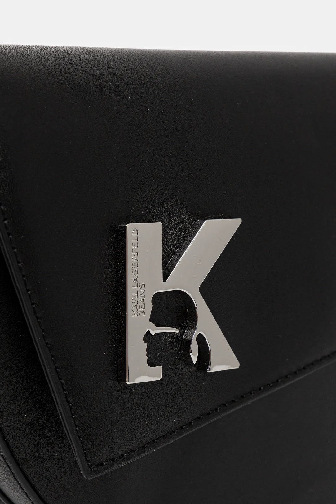 Karl Lagerfeld Geo Saddle Leather Bag | Black