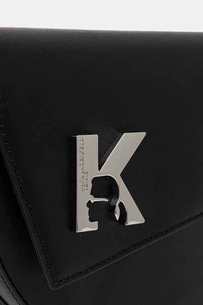 Karl Lagerfeld Geo Saddle Leather Bag | Black