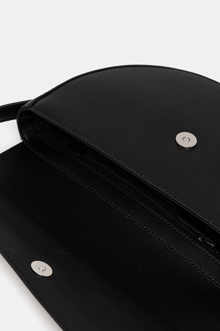 Karl Lagerfeld Geo Saddle Leather Bag | Black