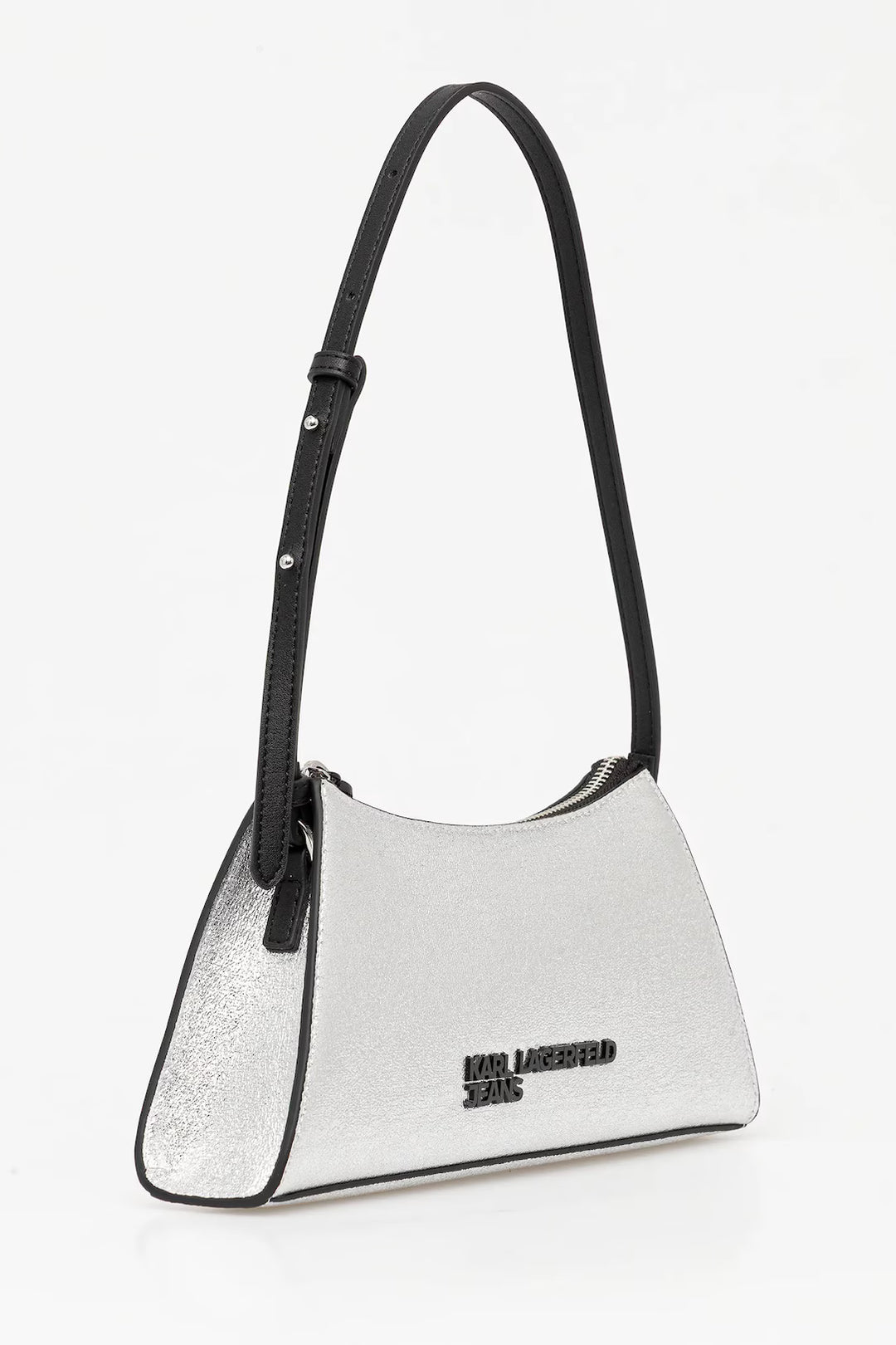 Karl Lagerfeld Metal Logo Shiny Shoulder Bag | Silver