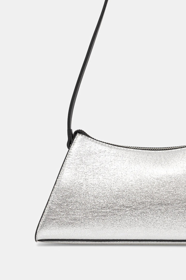 Karl Lagerfeld Metal Logo Shiny Shoulder Bag | Silver