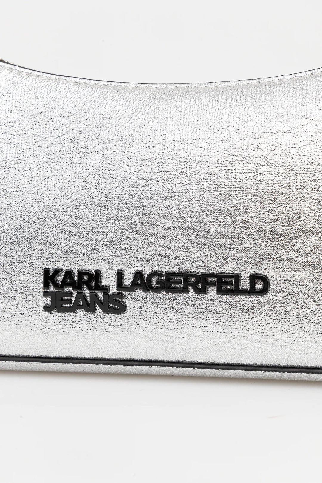 Karl Lagerfeld Metal Logo Shiny Shoulder Bag | Silver