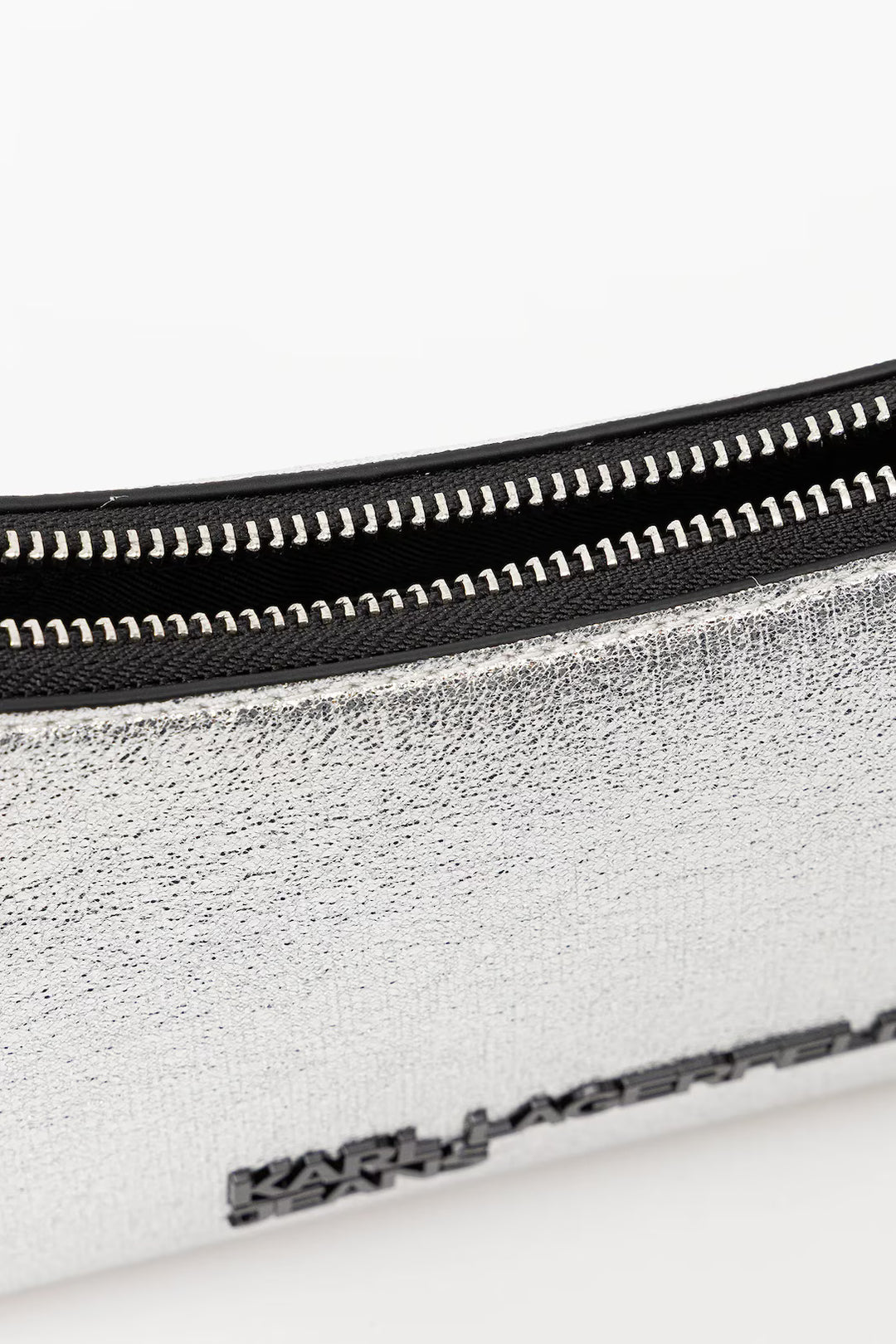 Karl Lagerfeld Metal Logo Shiny Shoulder Bag | Silver