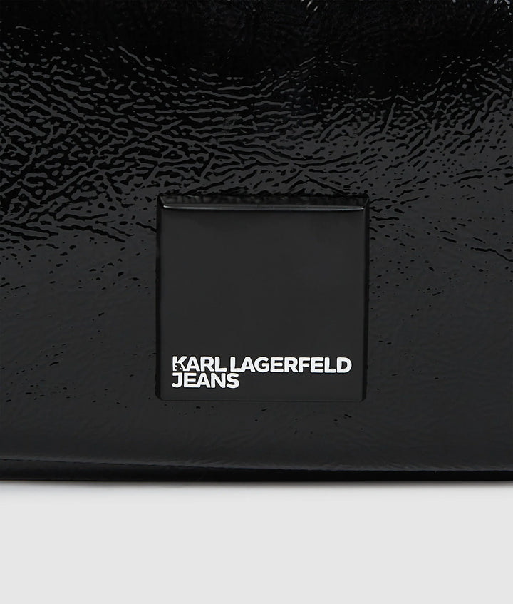 Karl Lagerfeld Glossy Mini Hobo Bag | Black