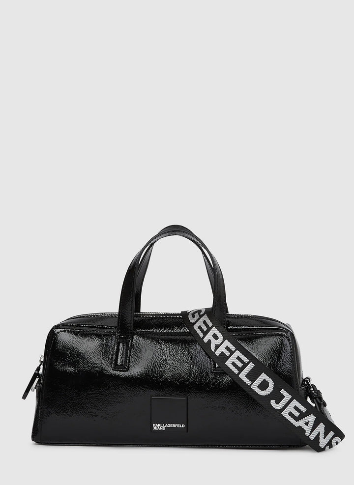 Karl Lagerfeld Logo Glossy Bowling Bag | Black