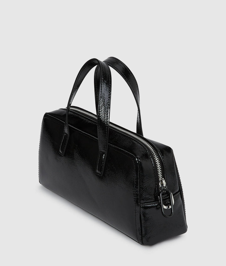 Karl Lagerfeld Logo Glossy Bowling Bag | Black