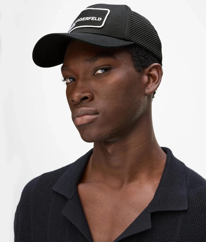 Karl Lagerfeld Logo Patch Trucker Hat | Black