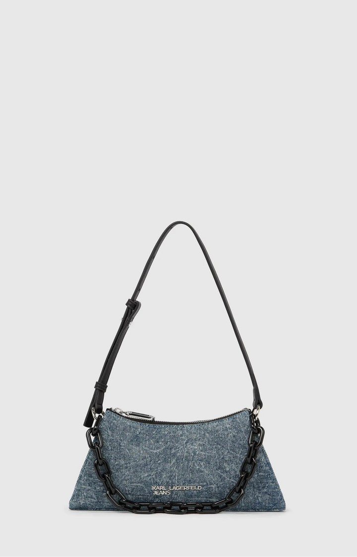 Karl Lagerfeld Denim Chain Small Shoulder Bag | Washed Denim