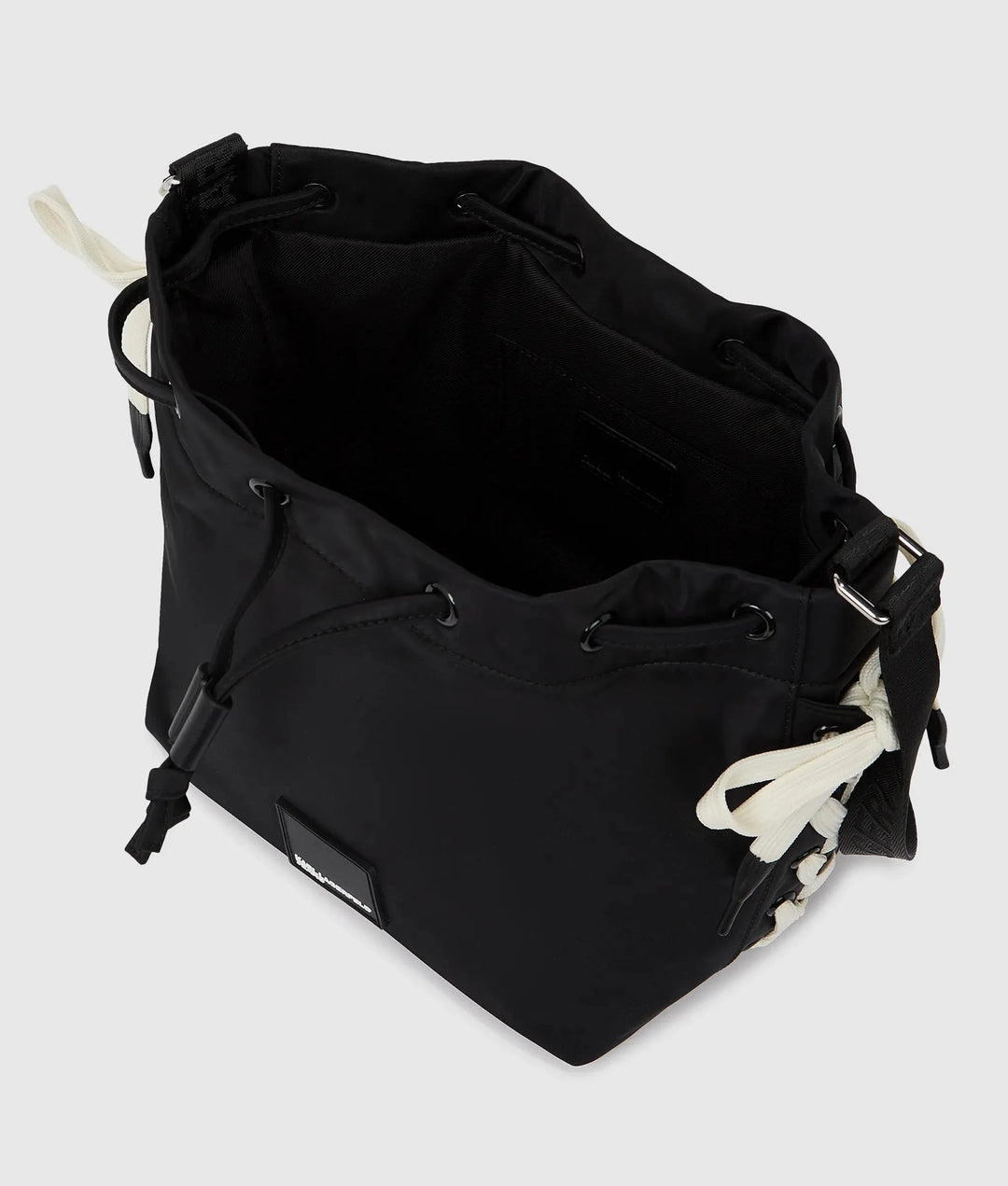 Karl Lagerfeld Nylon Lace up Bucket Bag | Black
