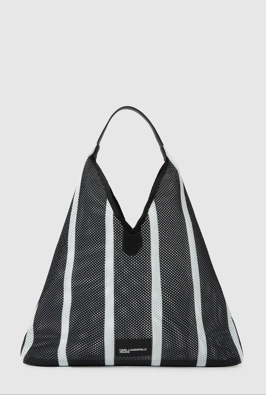 Karl Lagerfeld Striped Mesh Tote Bag | Black/White