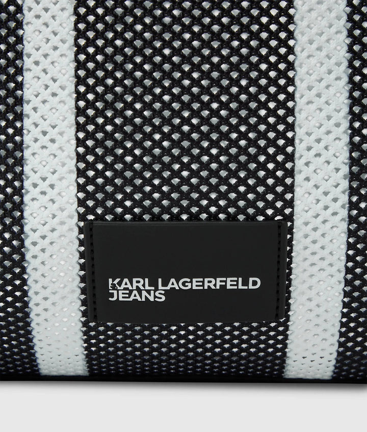Karl Lagerfeld Striped Mesh Tote Bag | Black/White