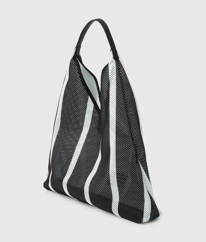 Karl Lagerfeld Striped Mesh Tote Bag | Black/White