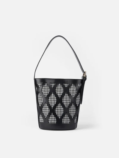 MC2 Saint Barth Bucket Bag Alexandra with Pied de Poule Print | Black