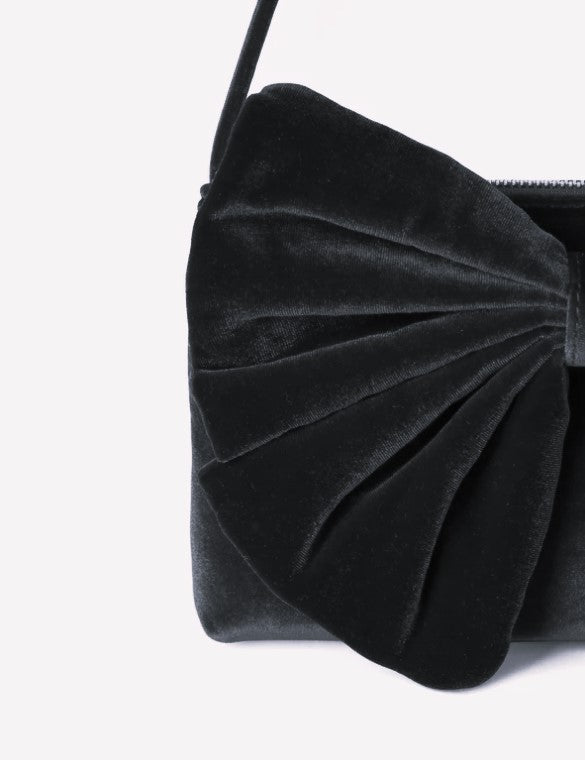 MC2 Saint Barth Velvet Bag Nana with Maxi Bow | Black