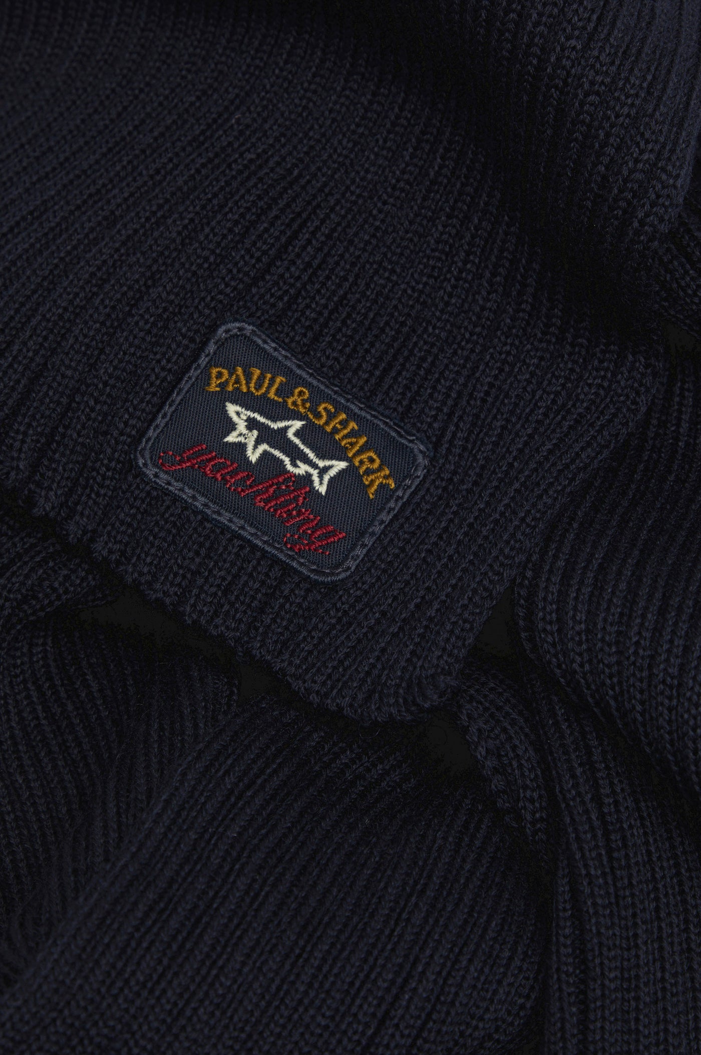 Paul & Shark Wool Scarf with Iconic Badge | Navy