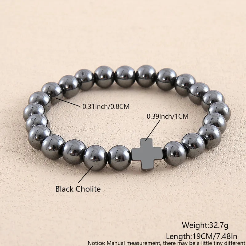 Never Needy Cross Natural Stone Bracelet | Silver