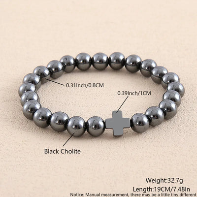 Never Needy Cross Natural Stone Bracelet | Silver