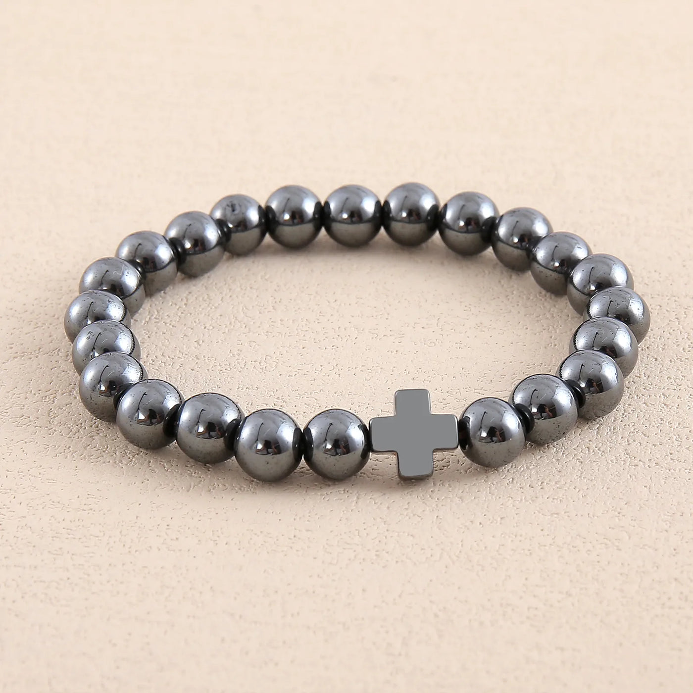 Never Needy Cross Natural Stone Bracelet | Silver