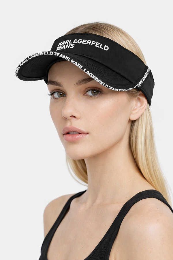 Karl Lagerfeld Nylon Logo Tape Visor | Black