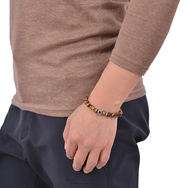 Never Needy Natural Stone Beaded Eye Bracelet | Frosted Stone