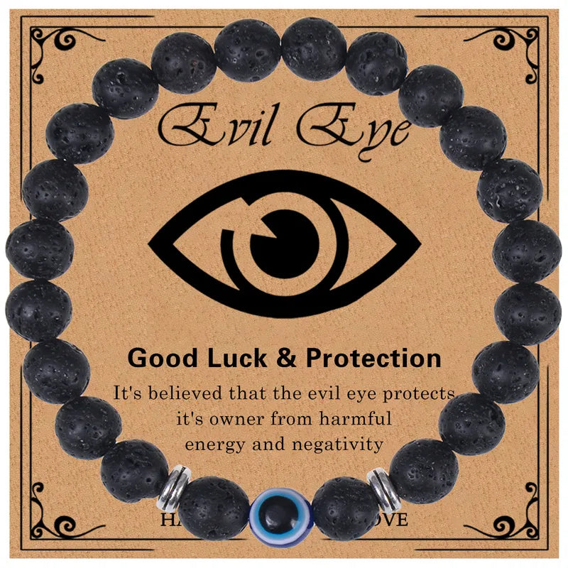 Never Needy Natural Stone Beaded Eye Bracelet | Volcanic Rock