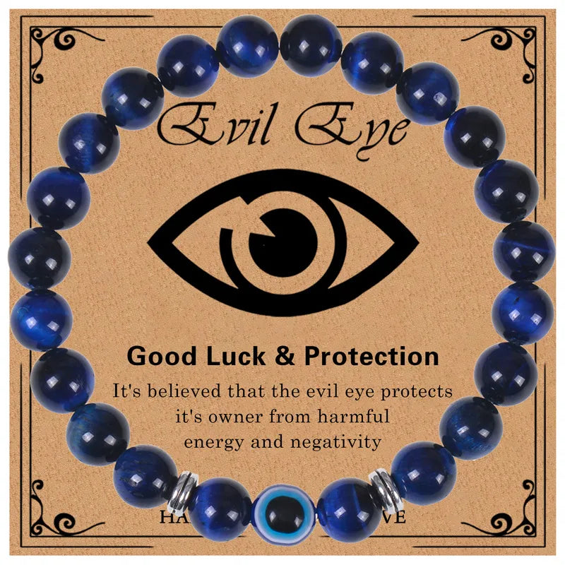Never Needy Natural Stone Beaded Eye Bracelet | Blue Tiger Eye