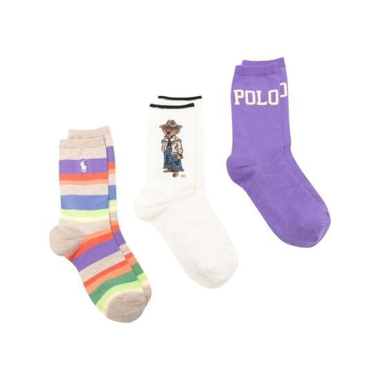 Ralph Lauren 3 Pack Socks Gift Box | Lilac/Ivory/Multi